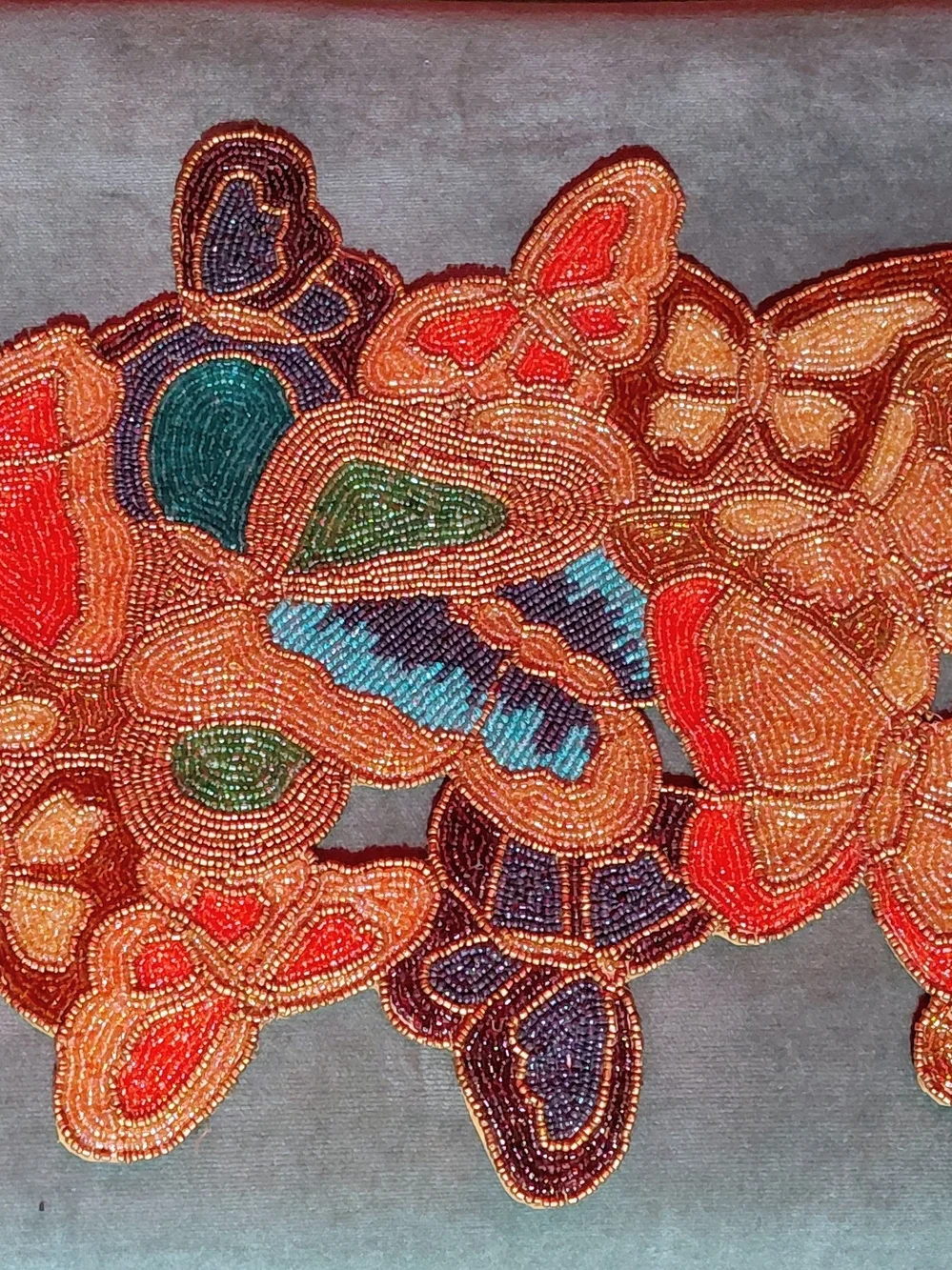 VINTAGE HAND BEADED BUTTERFLY TABLE RUNNER  MULTI COLOR 35